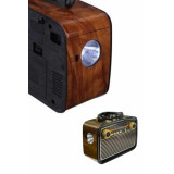 Nostaljik Görünümlü Ahşap Radyo TF SD USB Girişli Led Fener Işıklı