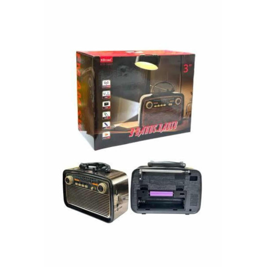 Nostalji Radyo Bluetooth Hoparlör USB-SD Kart Giriş Led Fener Işıklı B