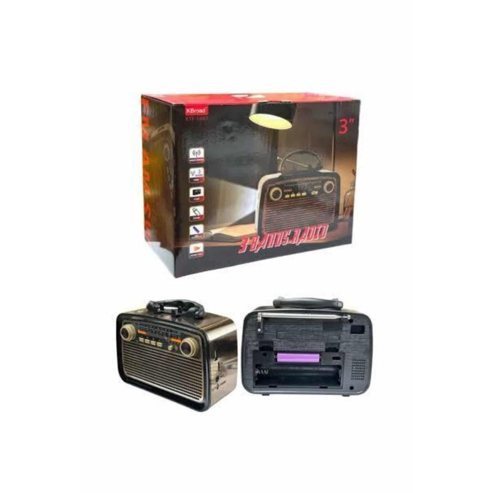 Nostalji Radyo Bluetooth Hoparlör USB-SD Kart Giriş Led Fener Işıklı B