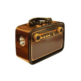 Nostalji Radyo Bluetooth Hoparlör USB-SD Kart Giriş Led Fener Işıklı B