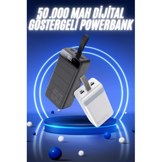50.000 Mah Powerbank Turbo Hızlı Led Göstergeli Android İOS Uyumlu Taş
