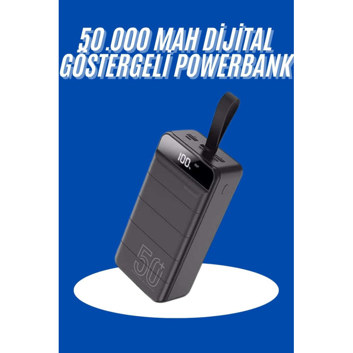 Powerbank 50.000 Mah Dijital Göstergeli Taşınabilir 4 Portlu Hızlı Pow