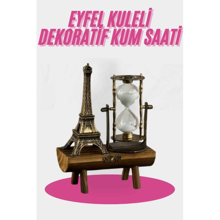 Eyfel Kulesi Tasarımlı Kum Saati Kristalleştirilmiş Kum Saati Dekorati