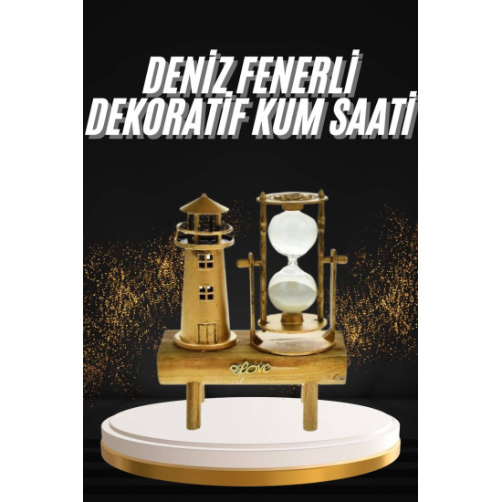 Hediyelik Eşya Retro Deniz Fenerli Kum Saati Ahşap Görünümlü Dekoratif