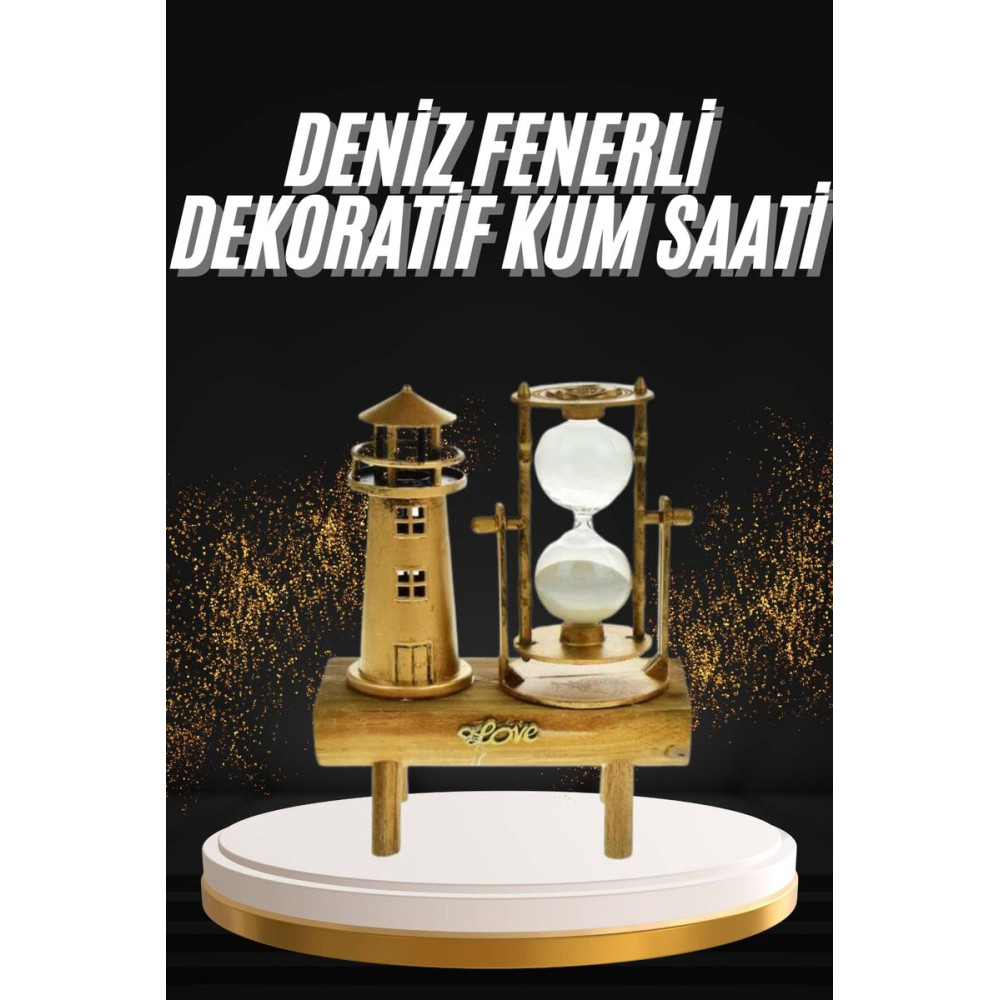 Hediyelik Eşya Retro Deniz Fenerli Kum Saati Ahşap Görünümlü Dekoratif