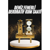 Hediyelik Eşya Retro Deniz Fenerli Kum Saati Ahşap Görünümlü Dekoratif