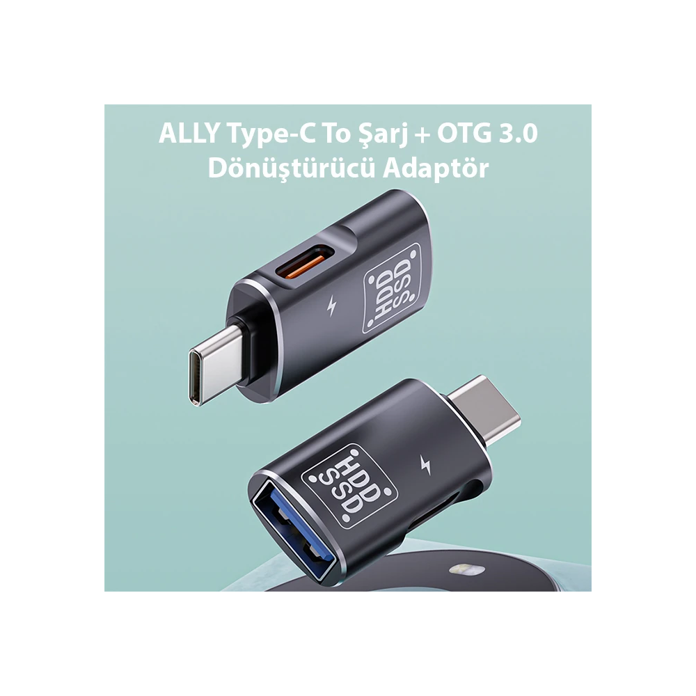 ALLY Type-C To Şarj + OTG 3.0 Dönüştürücü Adaptör