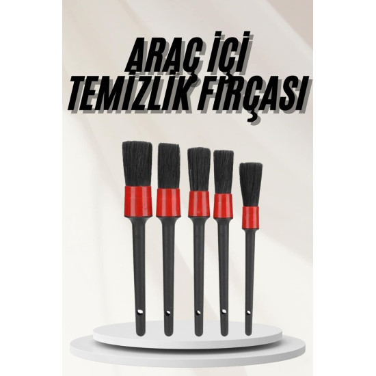 5’li Detay Temizlik Fırçası Seti Araç İç Dış Jant Motor Çok Amaçlı