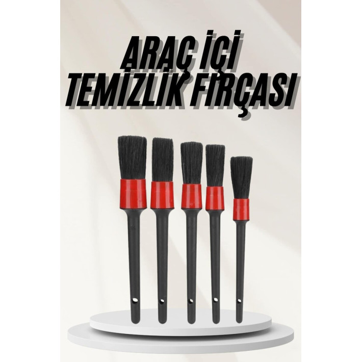 5’li Detay Temizlik Fırçası Seti Araç İç Dış Jant Motor Çok Amaçlı