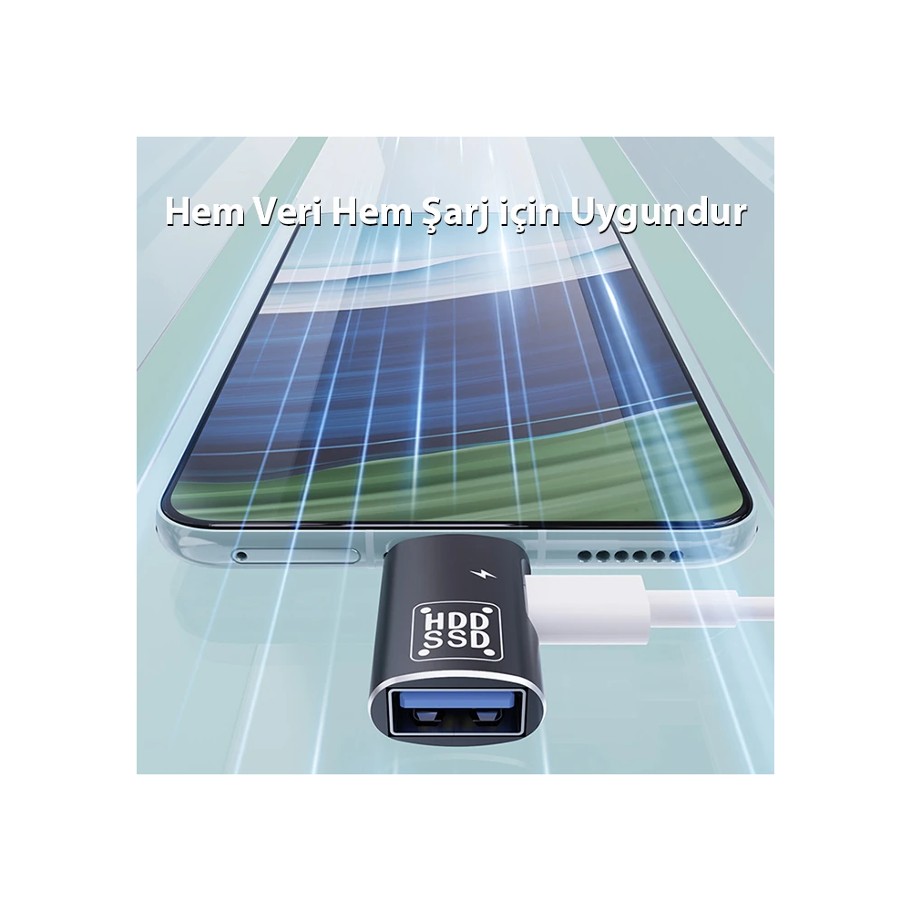 ALLY Type-C To Şarj + OTG 3.0 Dönüştürücü Adaptör