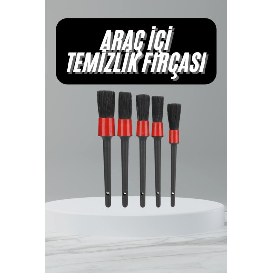 5 Adet Oto Detaylı Temizleyici Araç İçi Temizlik Fırça Seti Koltuk Döş