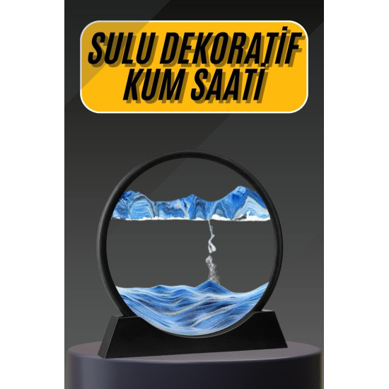 3D Led Işıklı Kum Saati Gece Lambası Hareketli Sulu Kum Saati Dekorati