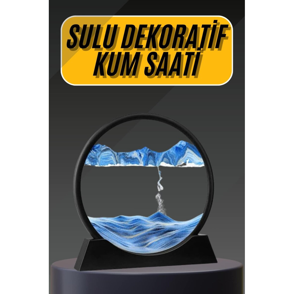 3D Led Işıklı Kum Saati Gece Lambası Hareketli Sulu Kum Saati Dekorati
