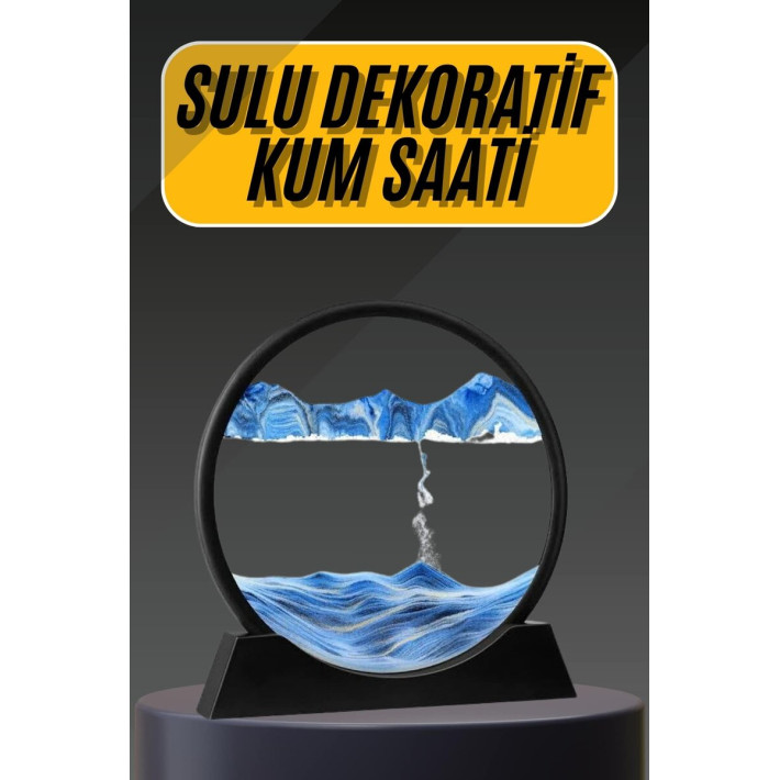 3D Led Işıklı Kum Saati Gece Lambası Hareketli Sulu Kum Saati Dekorati