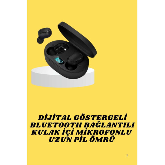 TWS Bluetooth Kulaklık Kulak İçi Kablosuz Dijital Göstergeli Çağrı Cev