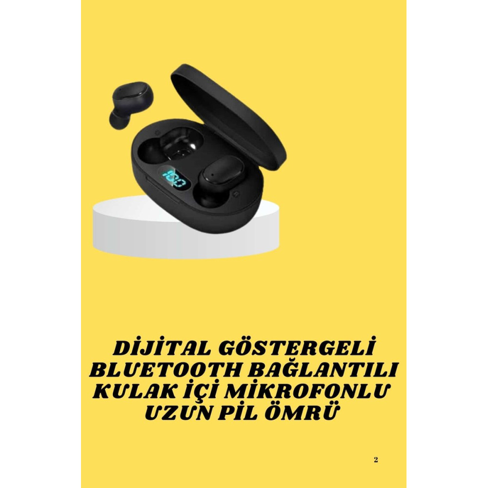 TWS Bluetooth Kulaklık Kulak İçi Kablosuz Dijital Göstergeli Çağrı Cev