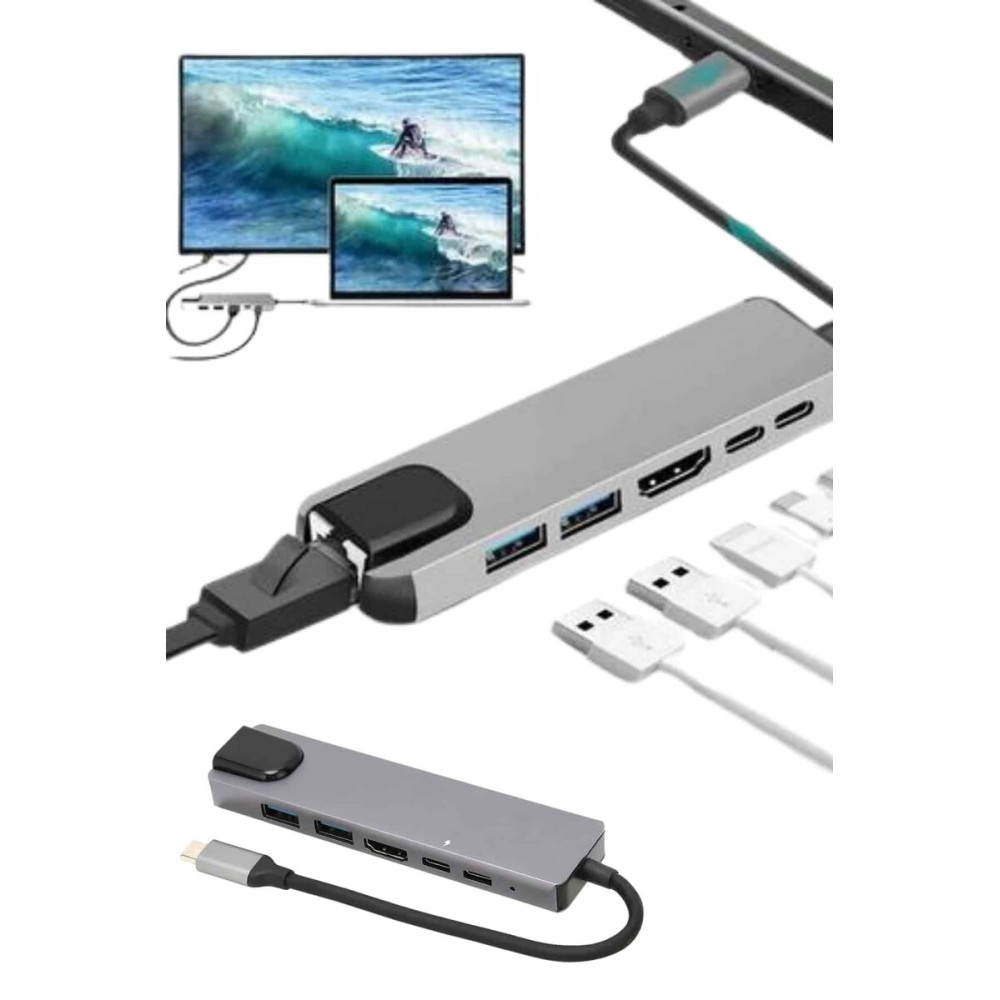 Usb Type-c Hub Dönüştürücü Çevirici Çoklayıcı Macbook Çevirici 8 Portl