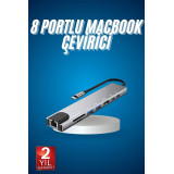 8 Port Çoklayıcı Macbook Ile Uyumlu Çoğaltıcı Type-C dönüştürücü TF SD
