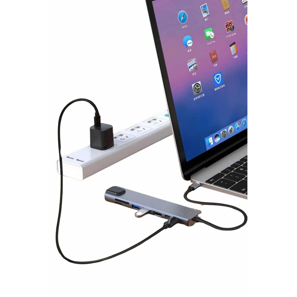 8 Port Çoklayıcı Macbook Ile Uyumlu Çoğaltıcı Type-C dönüştürücü TF SD
