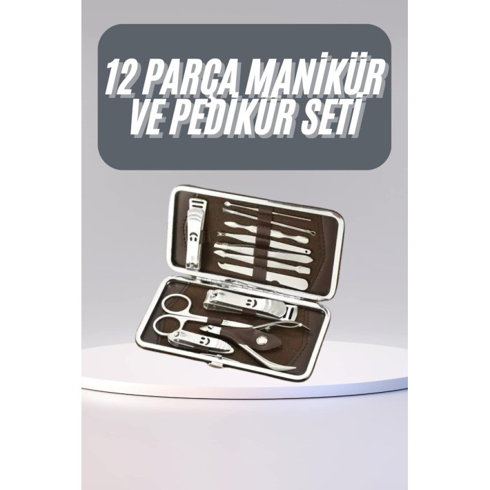 12 Parça Manikür Pedikür Seti Tırnak Bakımı Nasır Temizleme El Ayak Ba