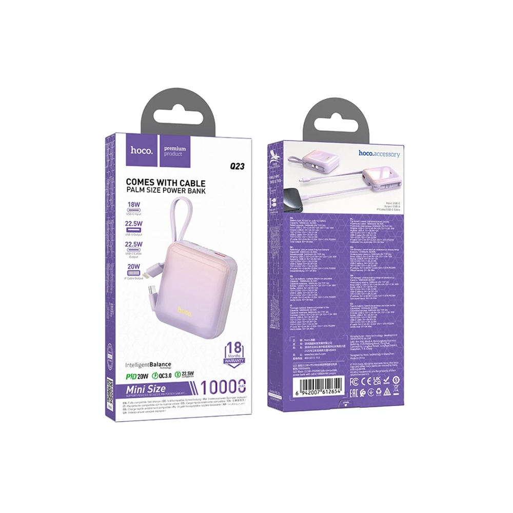 HOCO Q23 Blade 10000mAh 22.5W+PD20W Kablolu Powerbank