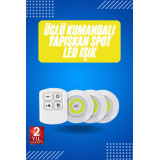 Yapışkanlı 3'lü Spot Led Işık Lamba Montajsız Pilli Uzaktan Kumandalı