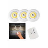 Dolap Işığı Mutfak Rafı Işığı Uzaktan Kumandalı 3 Lü Spot Led Lamba