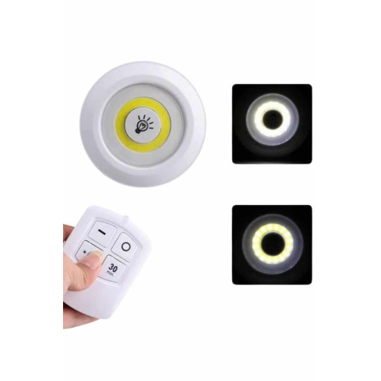 Dolap Işığı Mutfak Rafı Işığı Uzaktan Kumandalı 3 Lü Spot Led Lamba