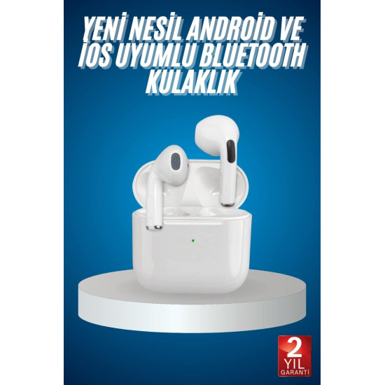 Bluetooth Kulaklık Beyaz Çağrı Cevaplama Dokunmatik Kontrol Kablosuz