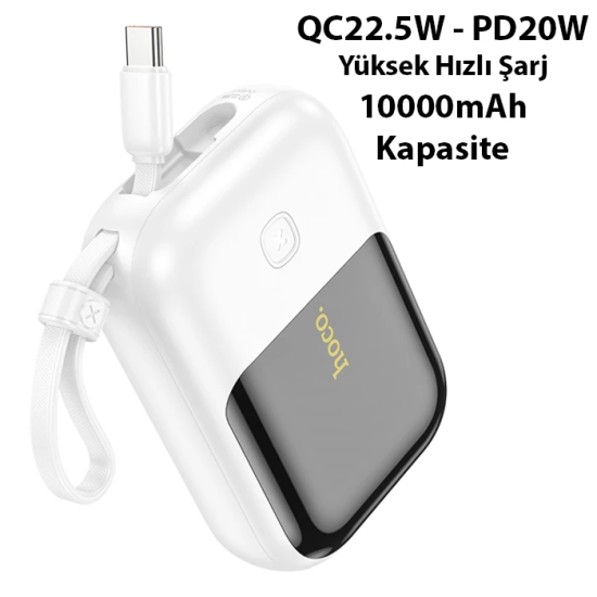 HOCO Q20 Fountain 10000mAh 22.5W+PD20W Dijital Göstergeli Kablolu Powe