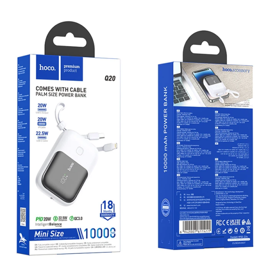 HOCO Q20 Fountain 10000mAh 22.5W+PD20W Dijital Göstergeli Kablolu Powe