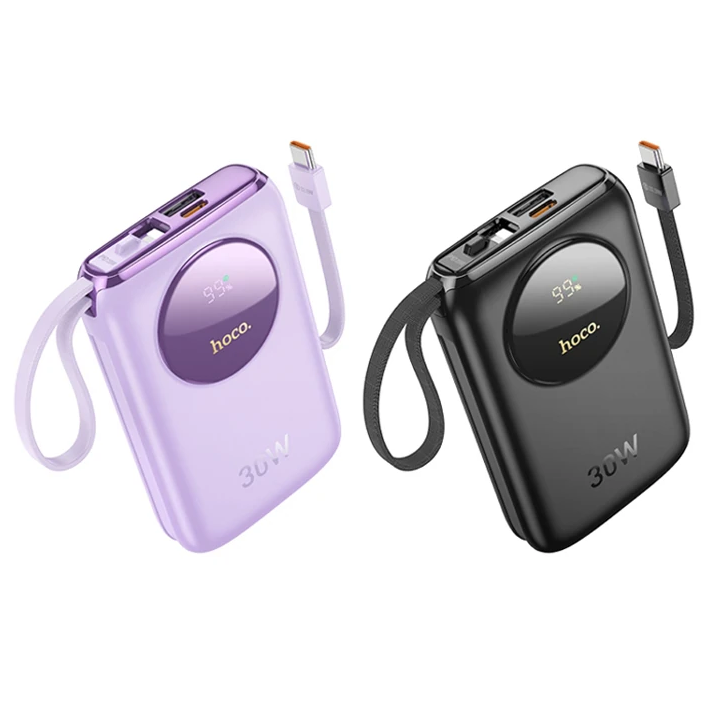 HOCO Q19 Lucky 10000mAh 30W Dijital Göstergeli Kablolu Powerbank