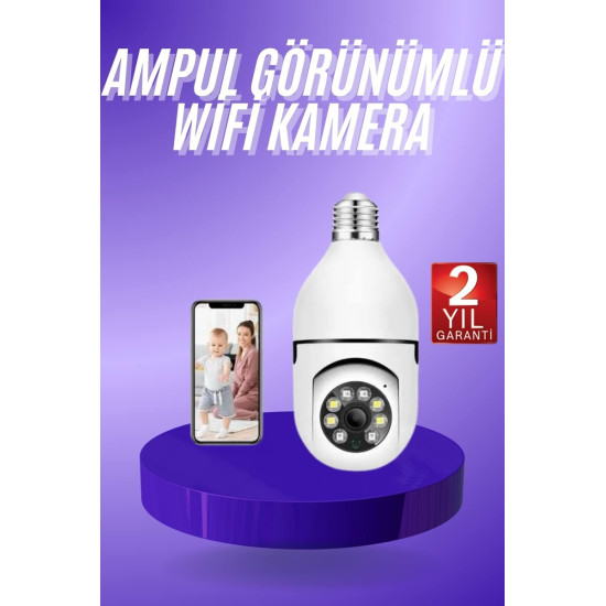 Güvenlik Kamerası Wi-Fi Özellikli 360 Derece Full Hd 1080p Ampül Kamer