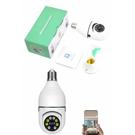 Güvenlik Kamerası Wi-Fi Özellikli 360 Derece Full Hd 1080p Ampül Kamer