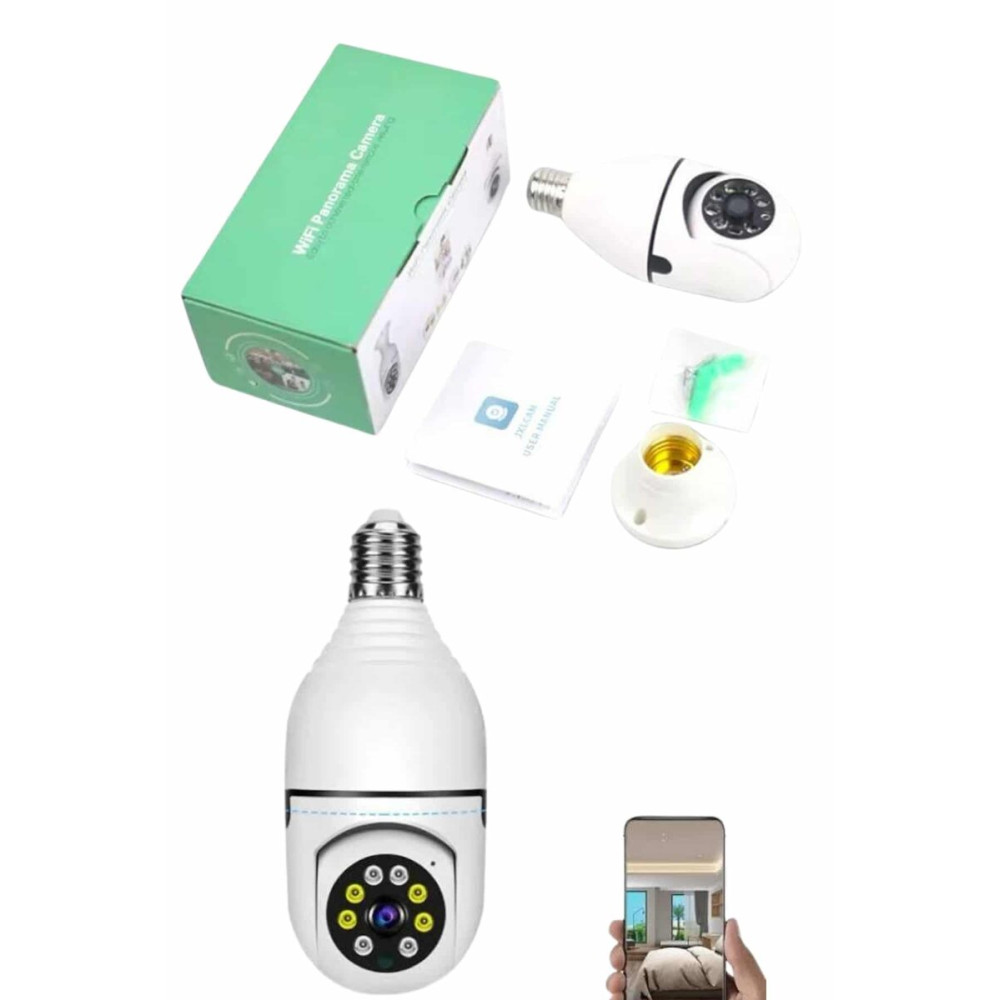 Güvenlik Kamerası Wi-Fi Özellikli 360 Derece Full Hd 1080p Ampül Kamer