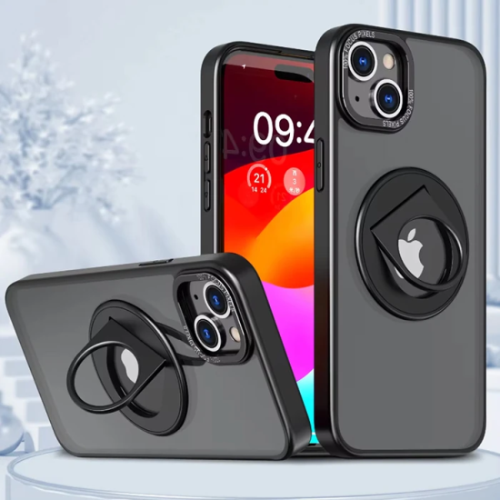 ALLY iPhone 15 Plus İçin Magsafe Uyumlu Yüzük Standlı Manyetik Silikon