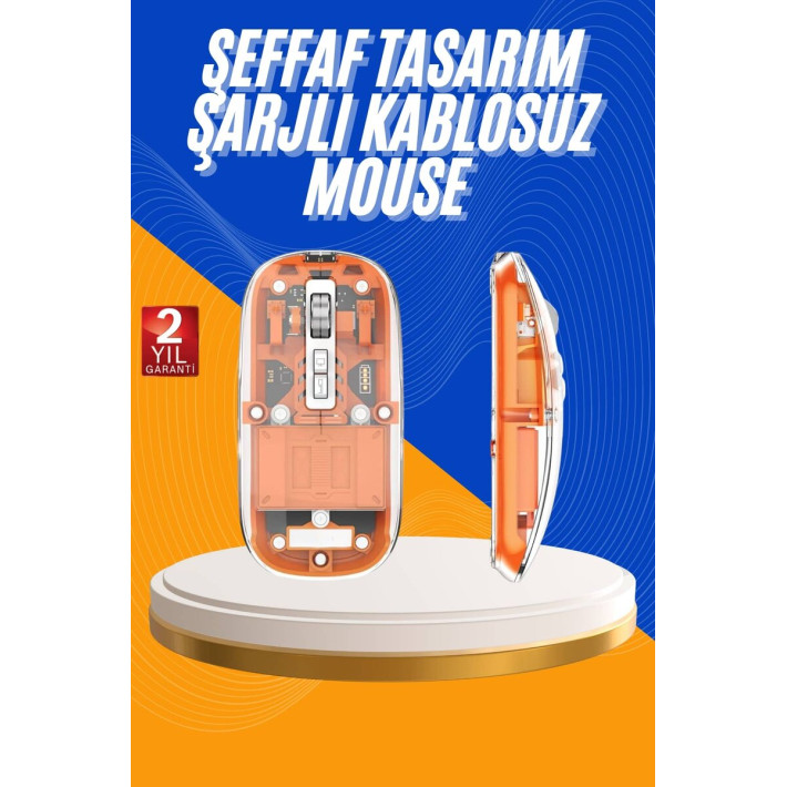 Kablosuz Mouse Fare Şarjlı Bluetooth Wireless Çift Modlu Sessiz