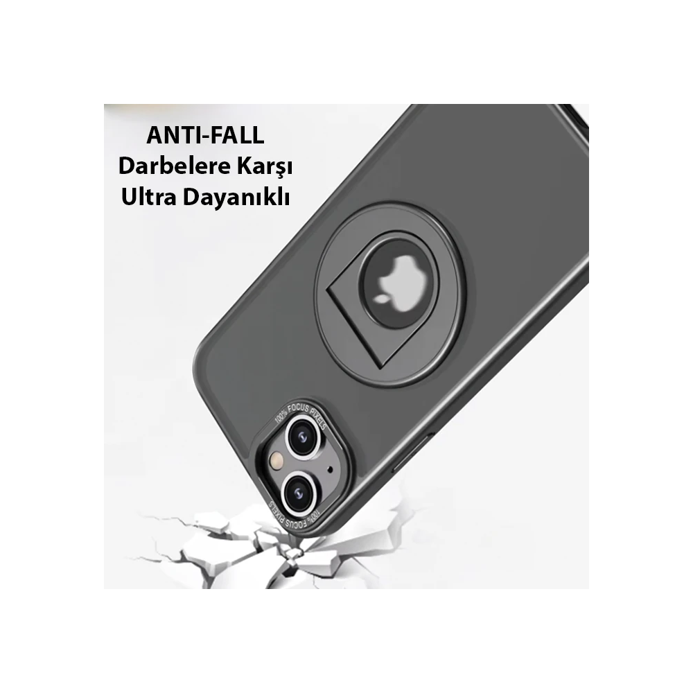 ALLY iPhone 15 Plus İçin Magsafe Uyumlu Yüzük Standlı Manyetik Silikon