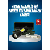 Taşınabilir Şarjlı LED Fener - 4 Modlu 2000LM Ayarlanabilir Odak