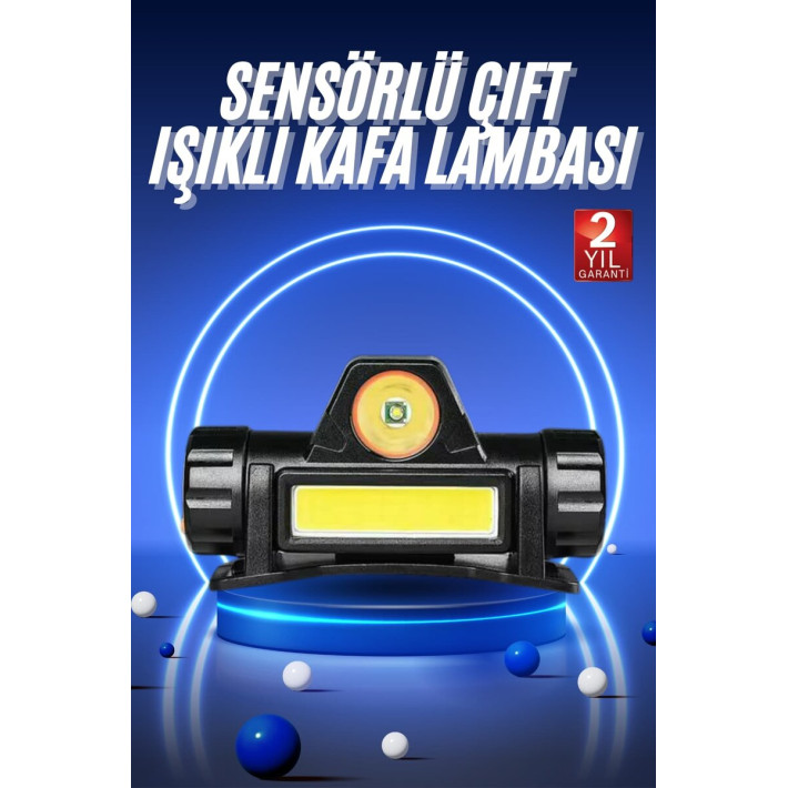 Ledli Şarjlı Kafa Lambası LED Şarjlı Su Geçirmez Kafa Feneri