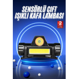 Ledli Şarjlı Kafa Lambası LED Şarjlı Su Geçirmez Kafa Feneri