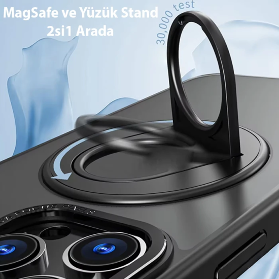 ALLY iPhone 15 Pro İçin Magsafe Uyumlu Yüzük Standlı Manyetik Silikon 