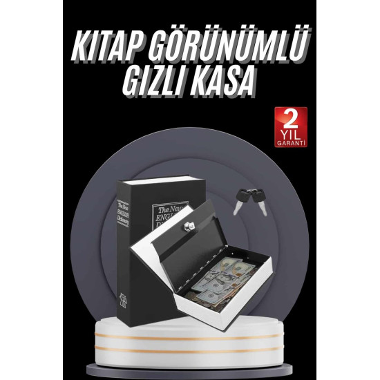 Gizli Kasa Kilitli Sözlük Görünümlü 18cm Gizli Kasa Büyük Boy Anahtarl