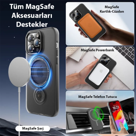 ALLY iPhone 14 Plus İçin Magsafe Uyumlu Standlı Manyetik Silikon Kılıf