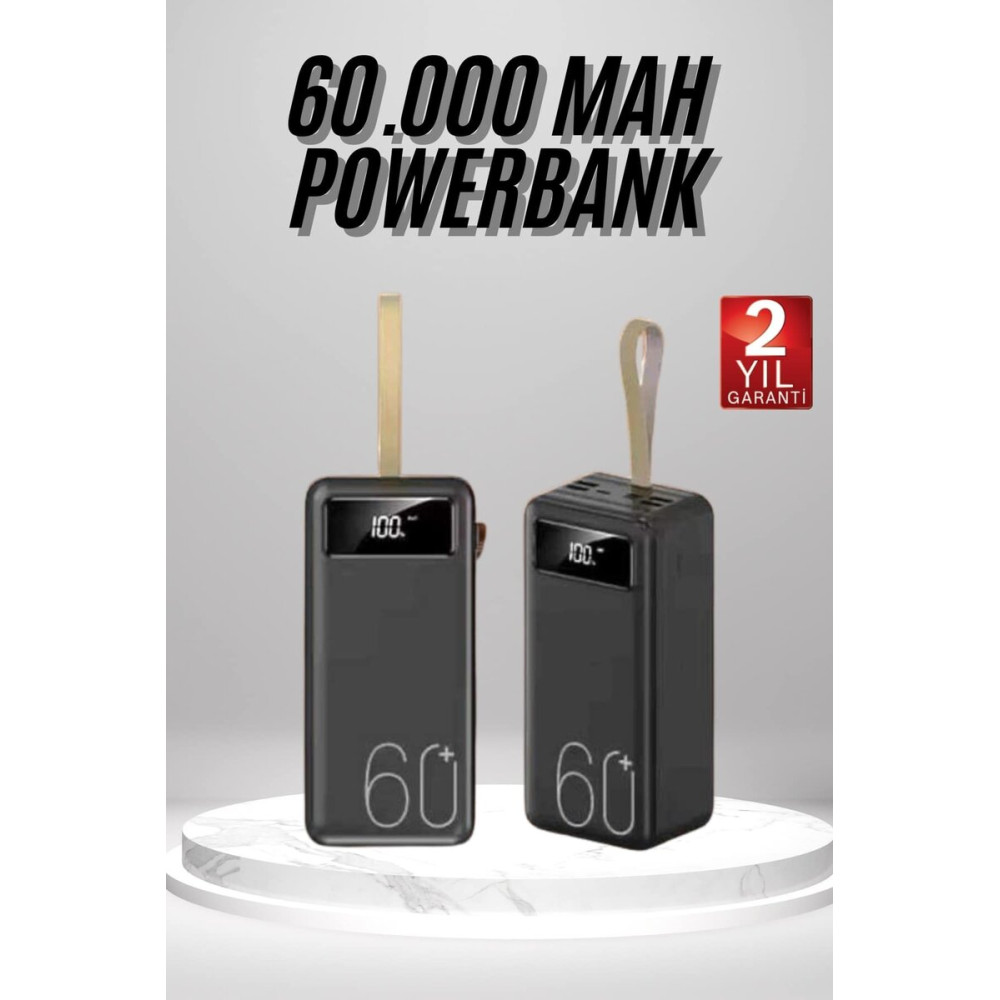 Powerbank 60.000 Mah Taşınabilir Şarj Hızlı El Fenerli Dijital Gösterg