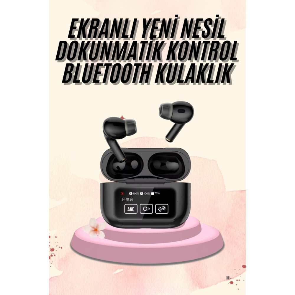 Kulak İçi Bluetooth Kulaklık Ekranlı Müzik Dinleme Çağrı Cevaplama Siy