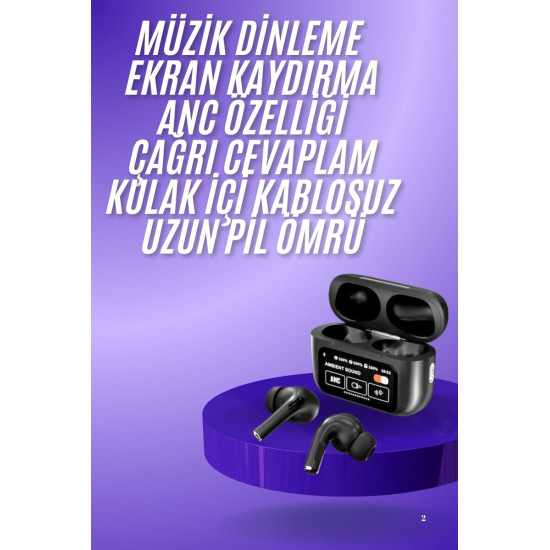 2.Nesil Pro Ekranlı Sesli Görüşme Yapabilen Kablosuz Bluetooth Kulaklı