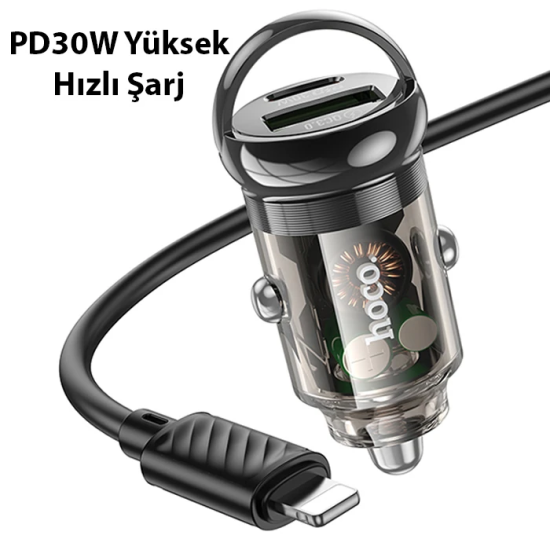 HOCO Z53A Vision PD30W Type-C + USB QC3.0 Girişli Araç Çakmaklık Hızlı