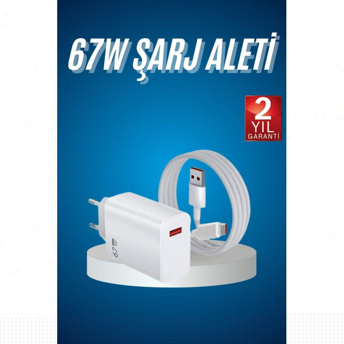 Hızlı Şarj Aleti Adaptörü Kablo Seti 67W Uzun Ömürlü Beyaz