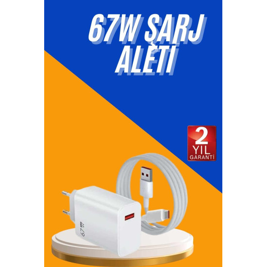 67W Hızlı Şarj Yüksek Voltaj Korumalı Type C Şarj Adaptörü